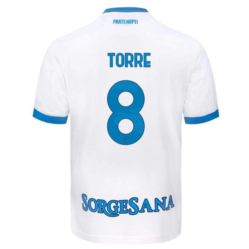 Danxen Mujer Camiseta Christian Torre #8 Blanco Azul Cielo 2ª Equipación 2026/27 La Camisa