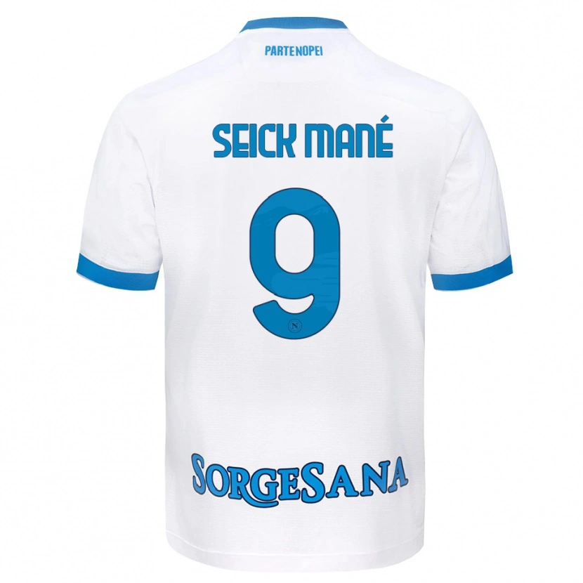Danxen Mujer Camiseta Mohamed Seick Mané #9 Blanco Azul Cielo 2ª Equipación 2026/27 La Camisa