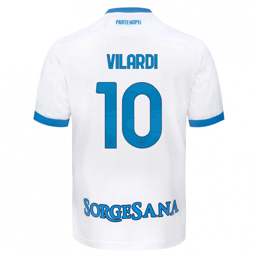 Danxen Mujer Camiseta Mario Vilardi #10 Blanco Azul Cielo 2ª Equipación 2026/27 La Camisa
