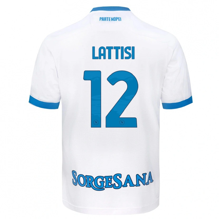 Danxen Mujer Camiseta Francesco Lattisi #12 Blanco Azul Cielo 2ª Equipación 2026/27 La Camisa