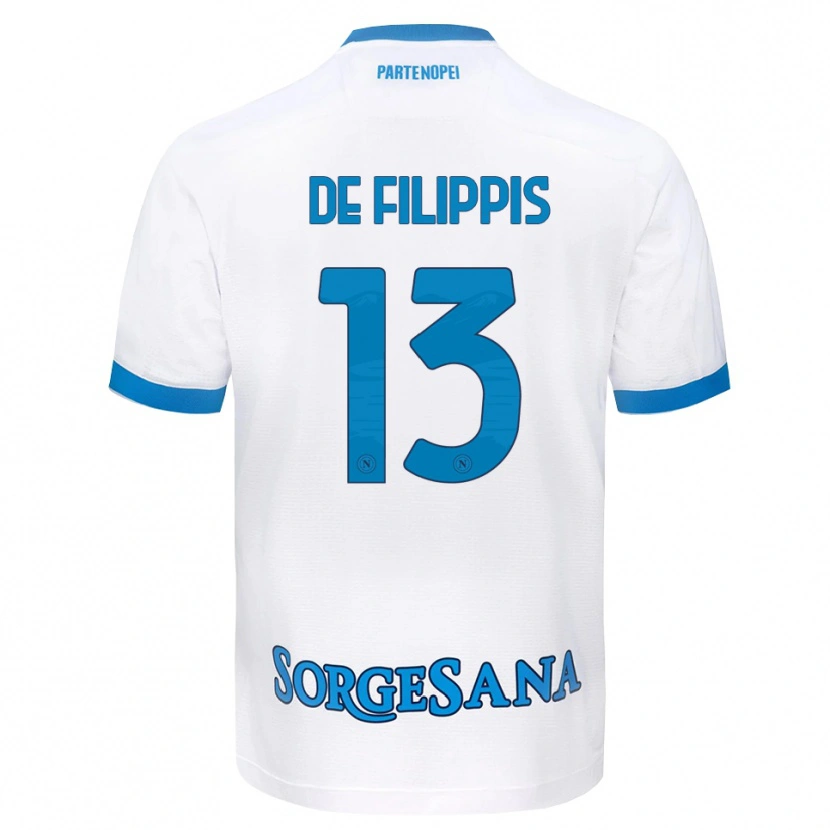 Danxen Mujer Camiseta Antonio De Filippis #13 Blanco Azul Cielo 2ª Equipación 2026/27 La Camisa
