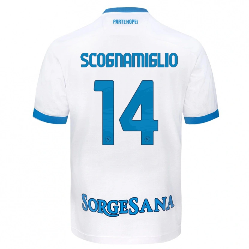 Danxen Mujer Camiseta Fabio Scognamiglio #14 Blanco Azul Cielo 2ª Equipación 2026/27 La Camisa