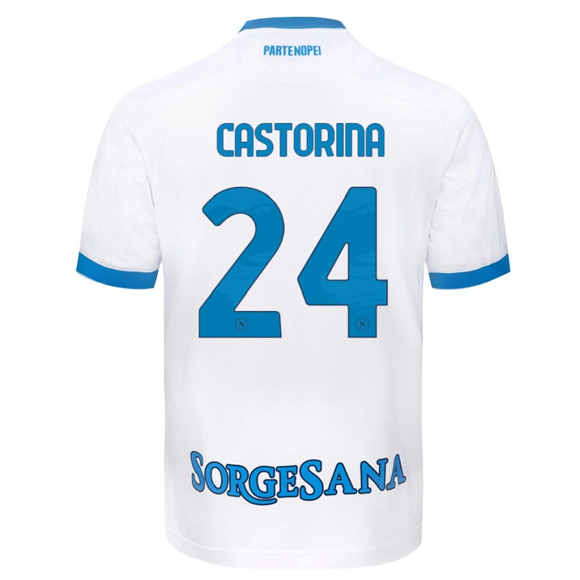 Danxen Mujer Camiseta Alessandro Castorina #24 Blanco Azul Cielo 2ª Equipación 2026/27 La Camisa