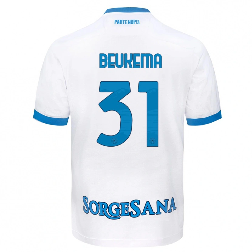 Danxen Mujer Camiseta Sam Beukema #31 Blanco Azul Cielo 2ª Equipación 2026/27 La Camisa