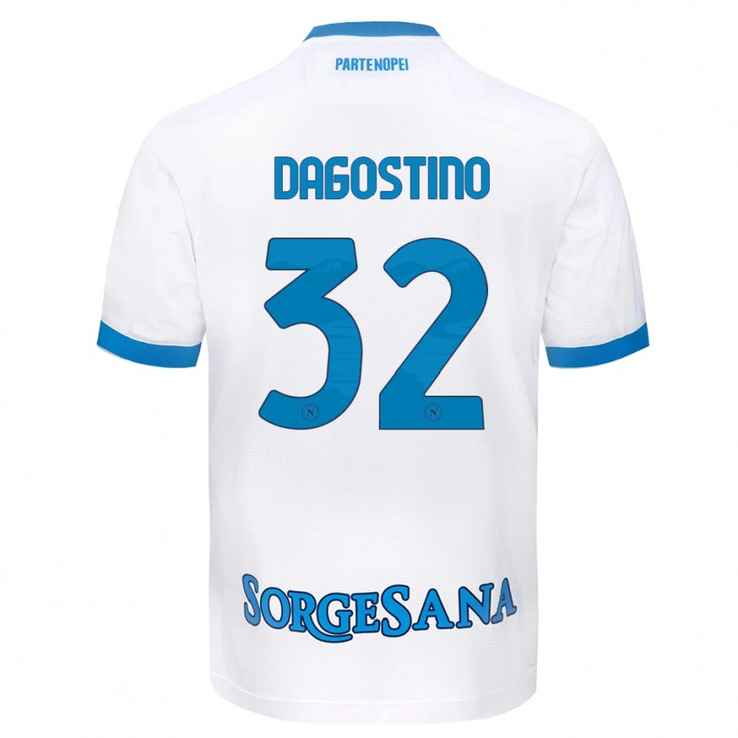 Danxen Mujer Camiseta Giuseppe Dagostino #32 Blanco Azul Cielo 2ª Equipación 2026/27 La Camisa