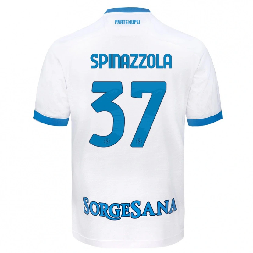 Danxen Mujer Camiseta Leonardo Spinazzola #37 Blanco Azul Cielo 2ª Equipación 2026/27 La Camisa