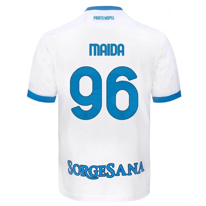 Danxen Mujer Camiseta Giuseppe Maida #96 Blanco Azul Cielo 2ª Equipación 2026/27 La Camisa