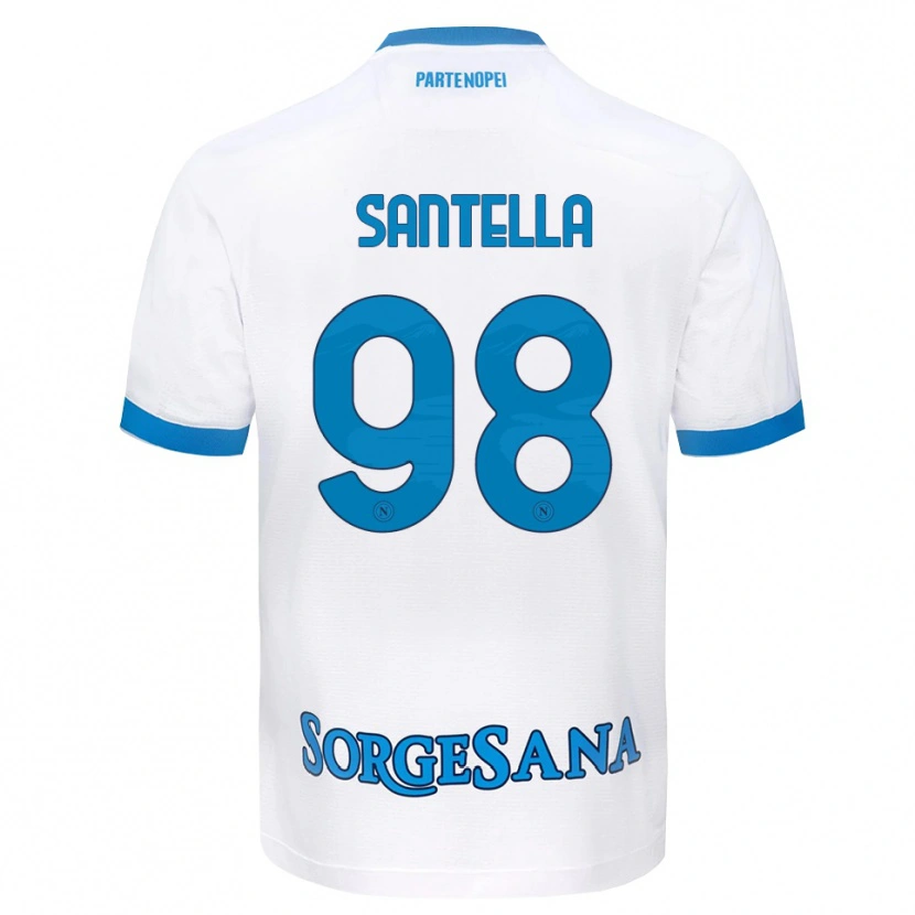 Danxen Mujer Camiseta Alessandro Santella #98 Blanco Azul Cielo 2ª Equipación 2026/27 La Camisa
