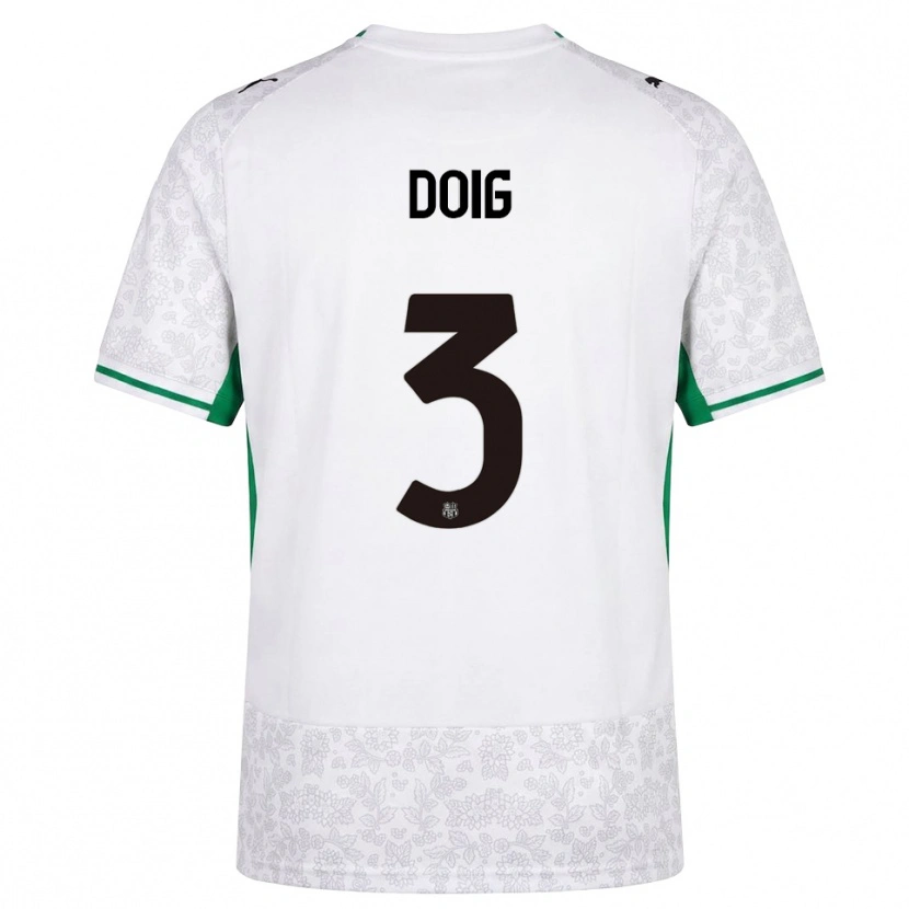 Danxen Mujer Camiseta Josh Doig #3 Blanco Negro Verde 2ª Equipación 2026/27 La Camisa