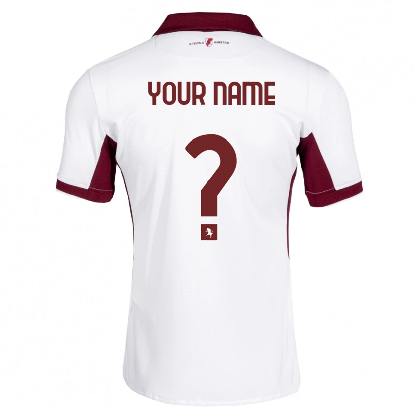 Danxen Mujer Camiseta Su Nombre #0 Burdeos Blanco Rojo 2ª Equipación 2026/27 La Camisa