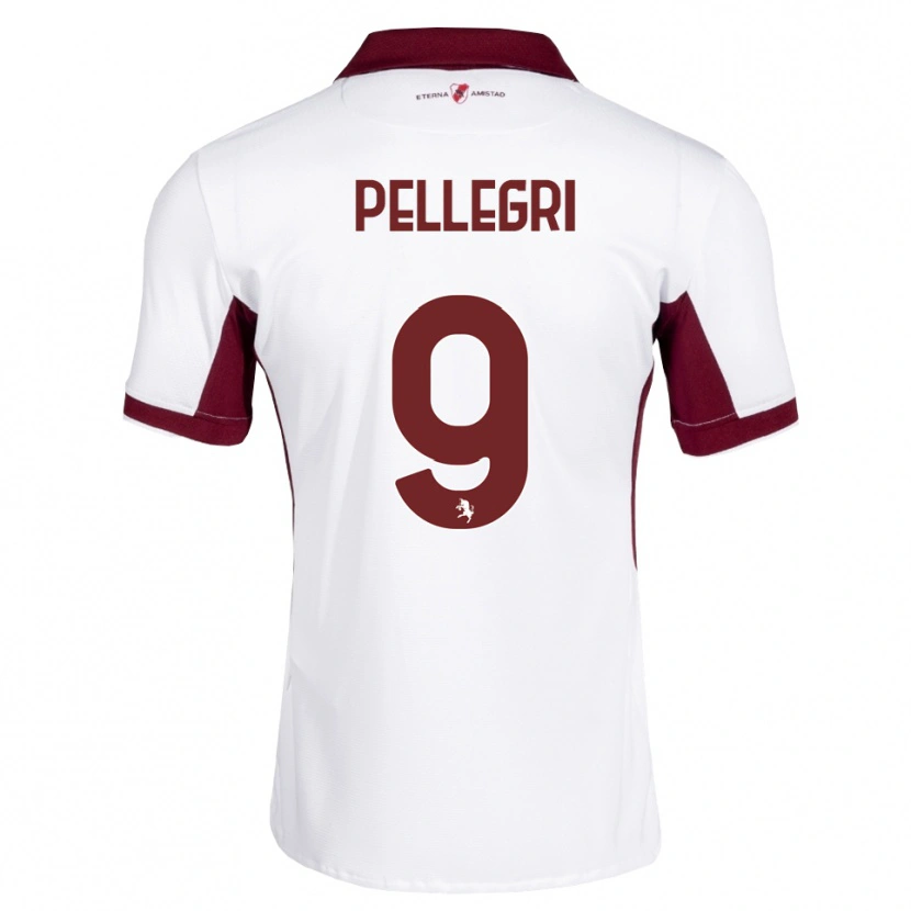 Danxen Mujer Camiseta Pietro Pellegri #9 Burdeos Blanco Rojo 2ª Equipación 2026/27 La Camisa