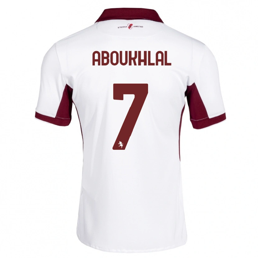 Danxen Mujer Camiseta Zakaria Aboukhlal #7 Burdeos Blanco Rojo 2ª Equipación 2026/27 La Camisa