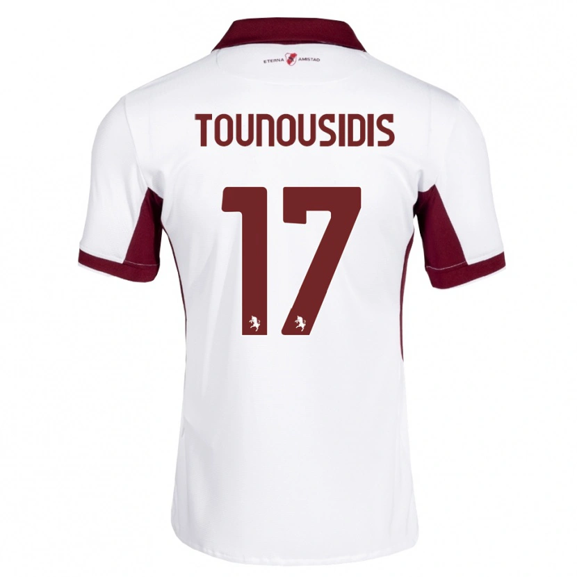 Danxen Mujer Camiseta Kyriakos Tounousidis #17 Burdeos Blanco Rojo 2ª Equipación 2026/27 La Camisa