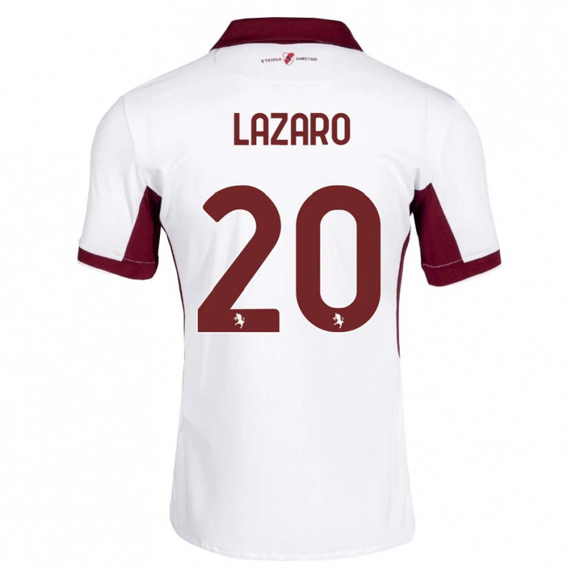 Danxen Mujer Camiseta Valentino Lazaro #20 Burdeos Blanco Rojo 2ª Equipación 2026/27 La Camisa