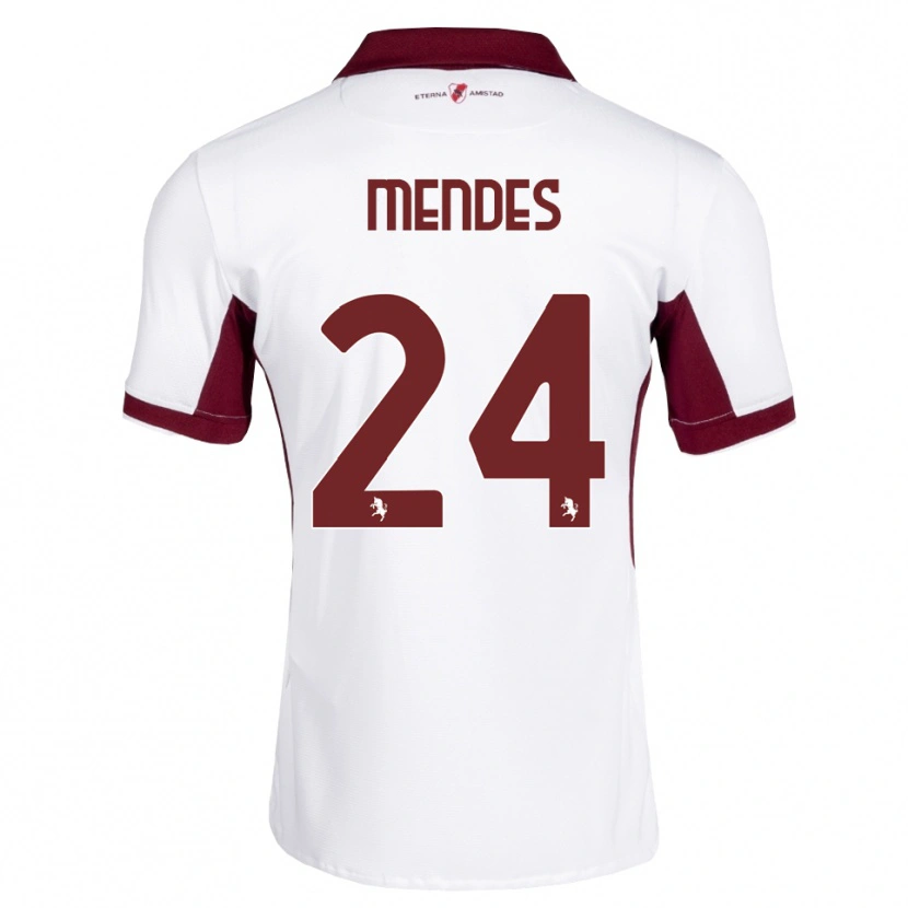 Danxen Mujer Camiseta Rodrigo Mendes #24 Burdeos Blanco Rojo 2ª Equipación 2026/27 La Camisa