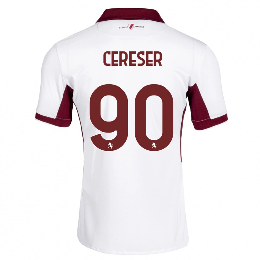 Danxen Mujer Camiseta Francesco Cereser #90 Burdeos Blanco Rojo 2ª Equipación 2026/27 La Camisa