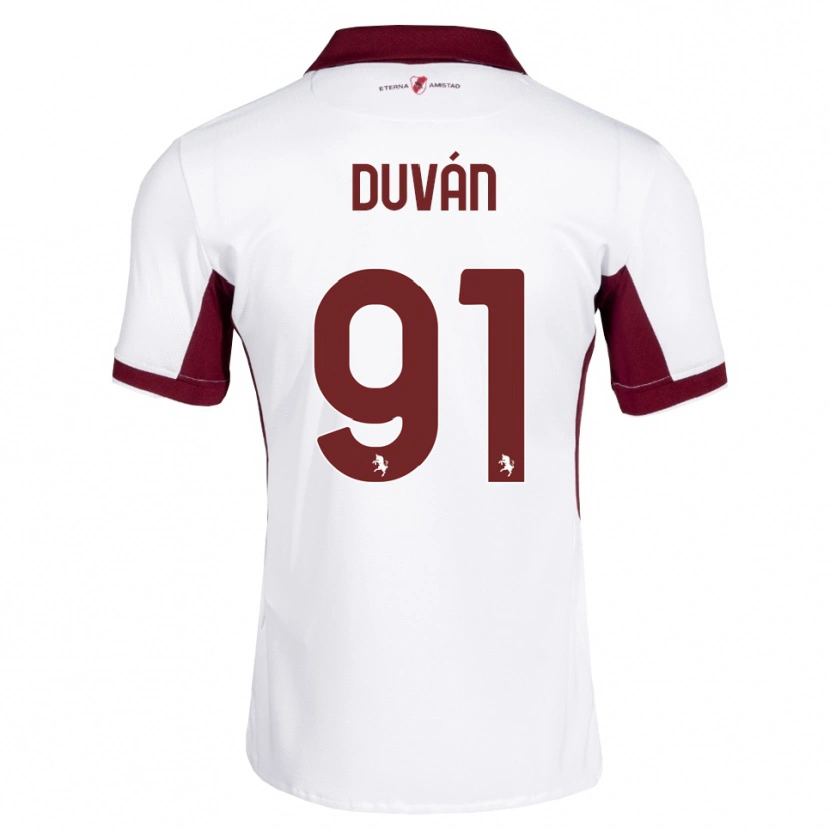 Danxen Mujer Camiseta Duván Zapata #91 Burdeos Blanco Rojo 2ª Equipación 2026/27 La Camisa
