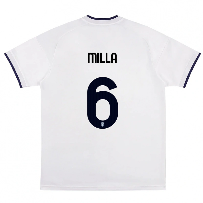 Danxen Mujer Camiseta Luis Milla #6 Blanco Rojo Azul Real 2ª Equipación 2026/27 La Camisa