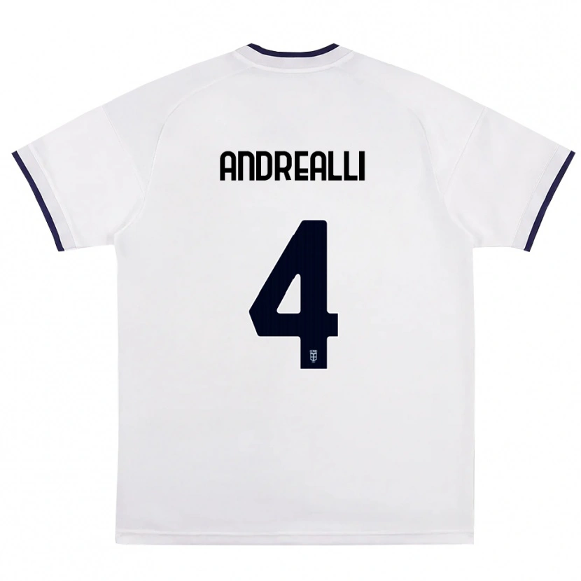Danxen Mujer Camiseta Francesco Andrealli #4 Blanco Rojo Azul Real 2ª Equipación 2026/27 La Camisa