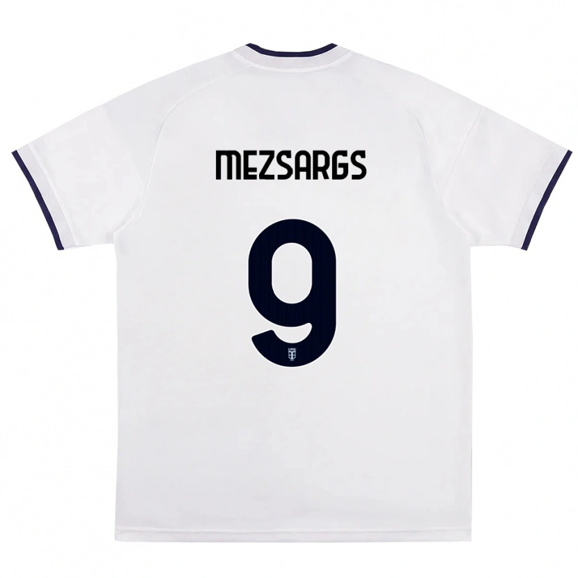 Danxen Mujer Camiseta Kristians Mezsargs #9 Blanco Rojo Azul Real 2ª Equipación 2026/27 La Camisa