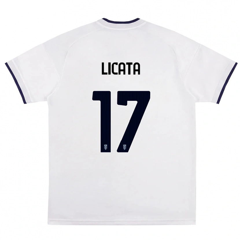 Danxen Mujer Camiseta Alessandro Licata #17 Blanco Rojo Azul Real 2ª Equipación 2026/27 La Camisa
