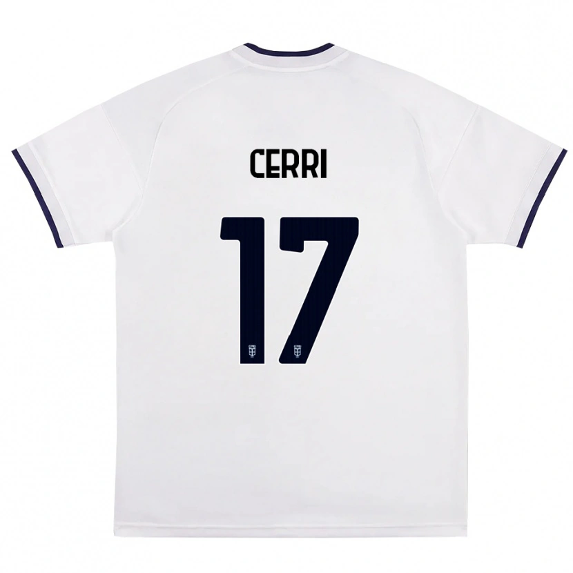 Danxen Mujer Camiseta Alberto Cerri #17 Blanco Rojo Azul Real 2ª Equipación 2026/27 La Camisa