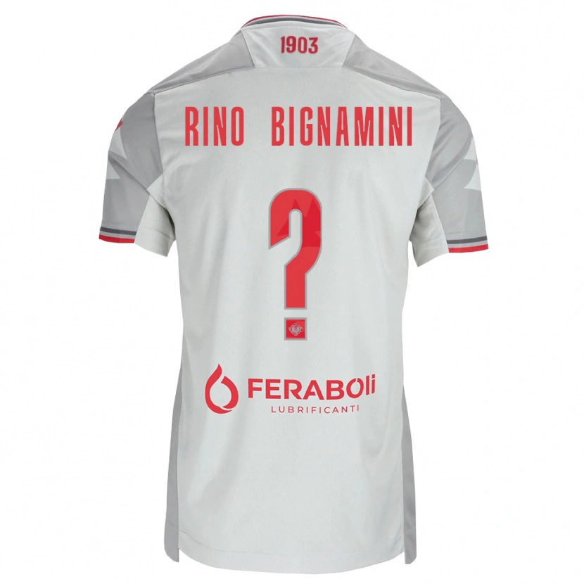 Danxen Mujer Camiseta Filippo Rino Bignamini #0 Gris Blanco Rojo 2ª Equipación 2026/27 La Camisa