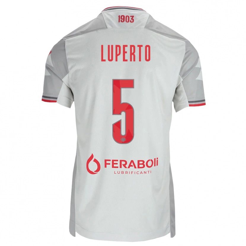 Danxen Mujer Camiseta Sebastiano Luperto #5 Gris Blanco Rojo 2ª Equipación 2026/27 La Camisa