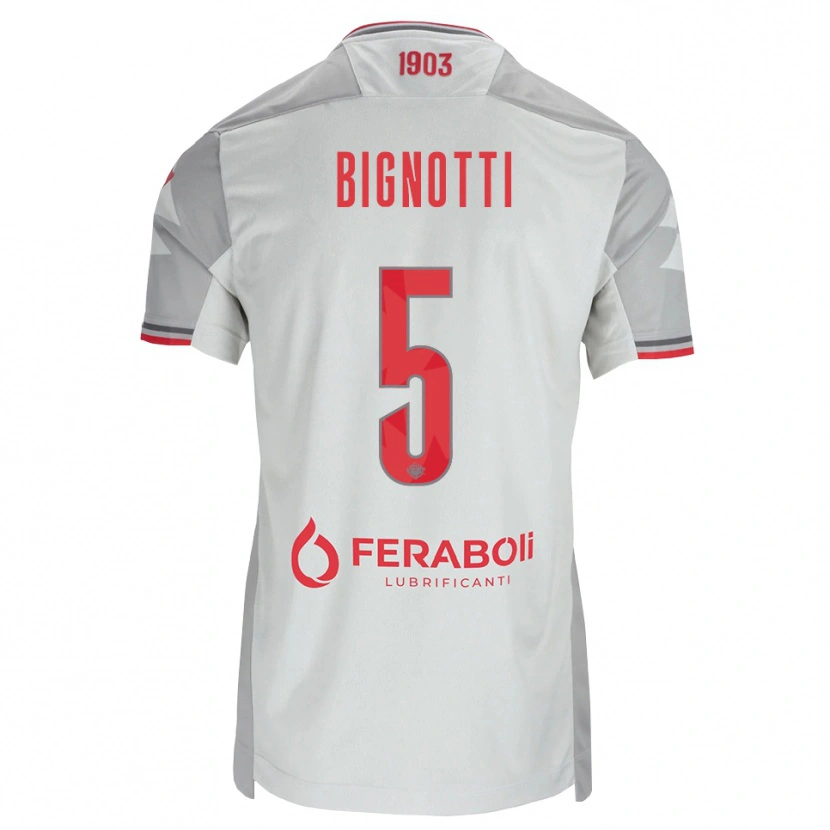 Danxen Mujer Camiseta Francesco Bignotti #5 Gris Blanco Rojo 2ª Equipación 2026/27 La Camisa