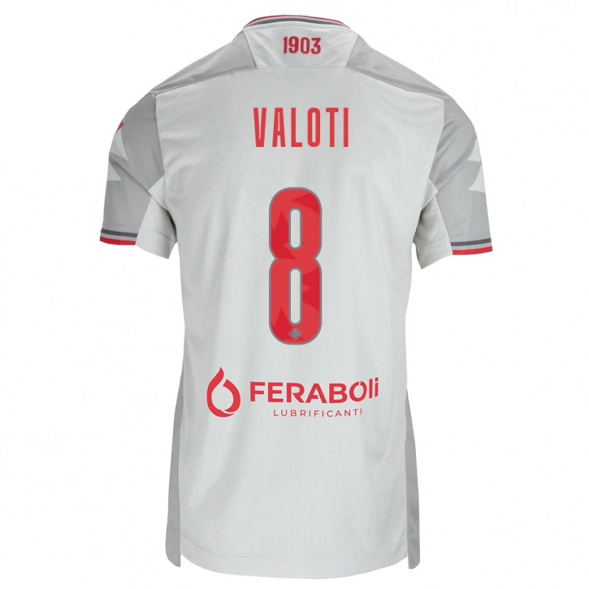 Danxen Mujer Camiseta Mattia Valoti #8 Gris Blanco Rojo 2ª Equipación 2026/27 La Camisa