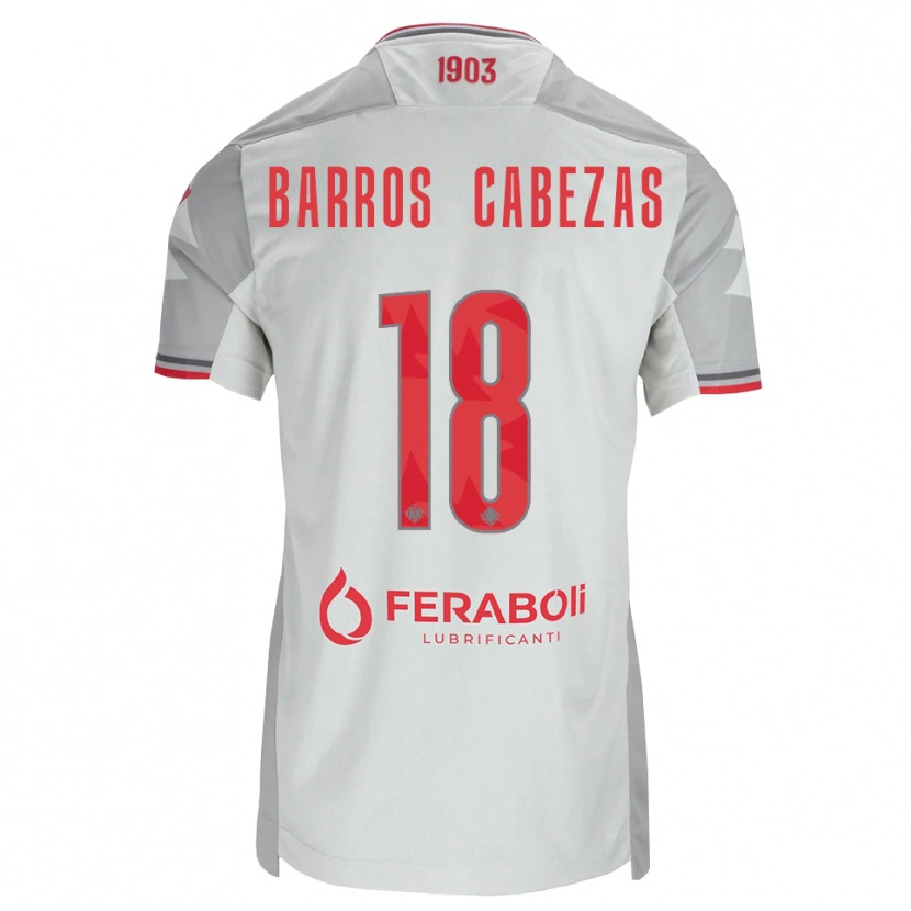 Danxen Mujer Camiseta Ronie Barros Cabezas #18 Gris Blanco Rojo 2ª Equipación 2026/27 La Camisa