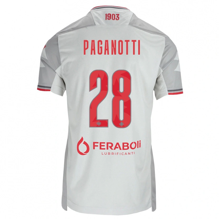 Danxen Mujer Camiseta Michele Paganotti #28 Gris Blanco Rojo 2ª Equipación 2026/27 La Camisa