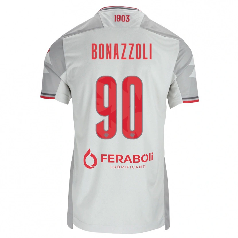 Danxen Mujer Camiseta Federico Bonazzoli #90 Gris Blanco Rojo 2ª Equipación 2026/27 La Camisa