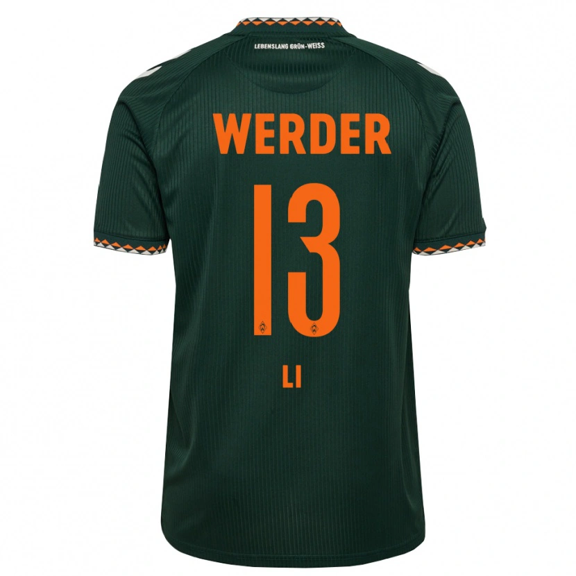 Danxen Mujer Camiseta Xiancheng Li #13 Verde Oscuro Naranja Blanco 2ª Equipación 2026/27 La Camisa