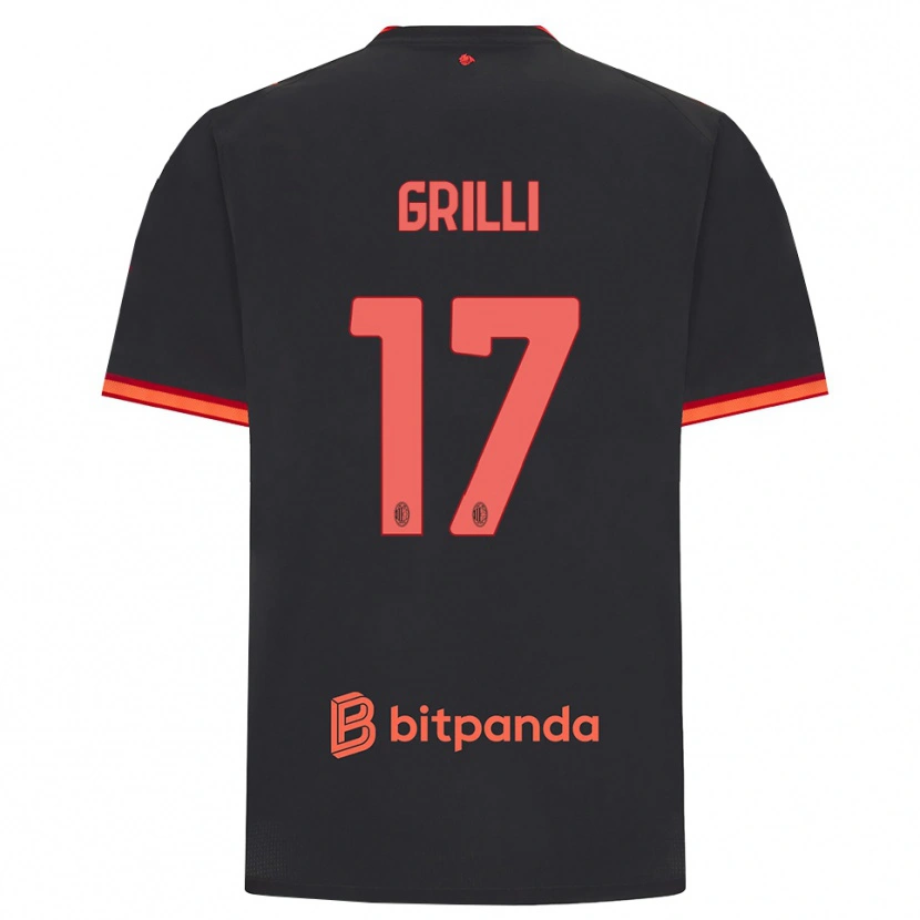 Danxen Mujer Camiseta Federico Grilli #17 Rojo Negro Equipación Tercera 2026/27 La Camisa