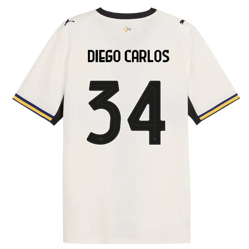 Danxen Mujer Camiseta Diego Carlos #34 Blanco Roto Negro Amarillo 1ª Equipación 2026/27 La Camisa
