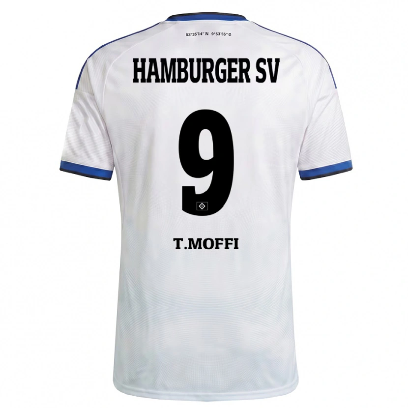 Danxen Niño Camiseta Terem Moffi #9 Blanco Negro Azul 1ª Equipación 2026/27 La Camisa