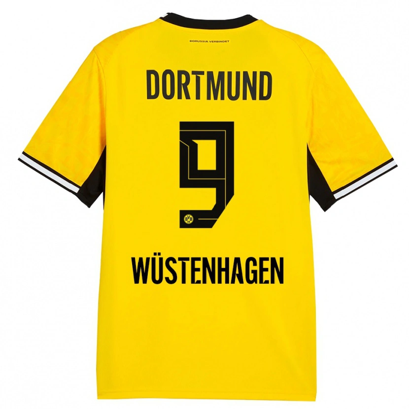 Danxen Niño Camiseta Bennedikt Wüstenhagen #9 Amarillo Negro Blanco 1ª Equipación 2026/27 La Camisa