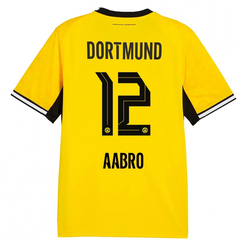 Danxen Niño Camiseta Gustav Aabro #12 Amarillo Negro Blanco 1ª Equipación 2026/27 La Camisa