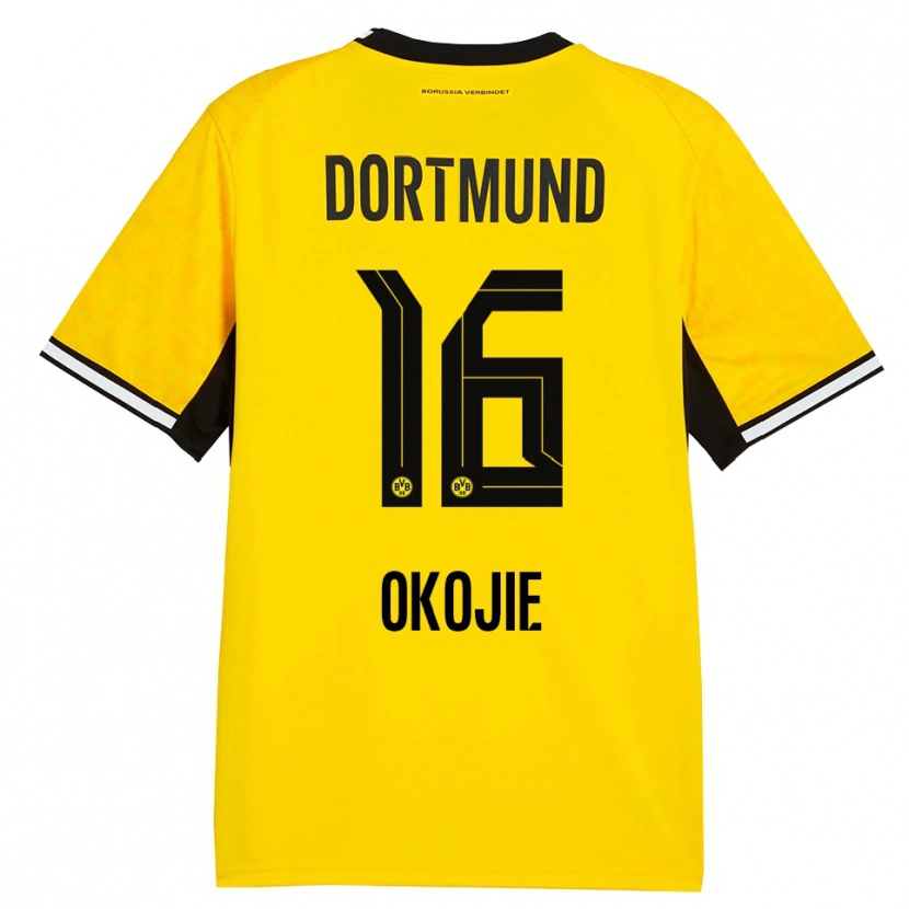 Danxen Niño Camiseta Davis Okojie #16 Amarillo Negro Blanco 1ª Equipación 2026/27 La Camisa