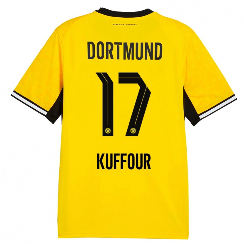 Danxen Niño Camiseta Lloyd-Addo Kuffour #17 Amarillo Negro Blanco 1ª Equipación 2026/27 La Camisa