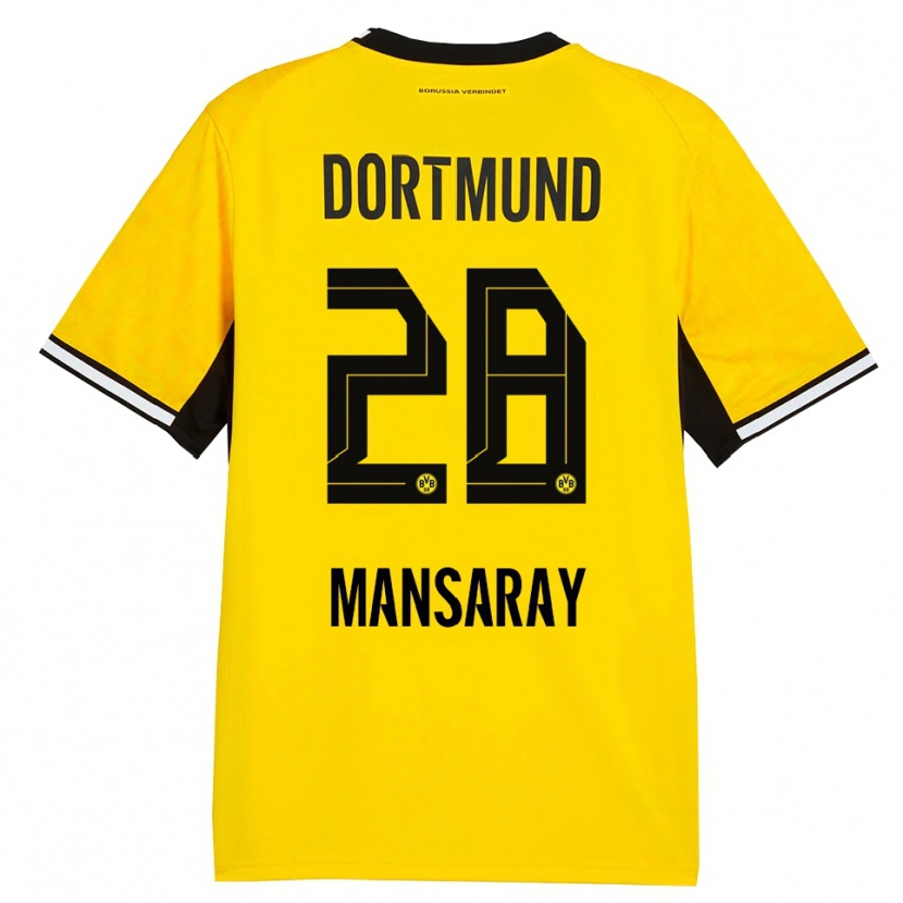 Danxen Niño Camiseta Ismael Mansaray #28 Amarillo Negro Blanco 1ª Equipación 2026/27 La Camisa