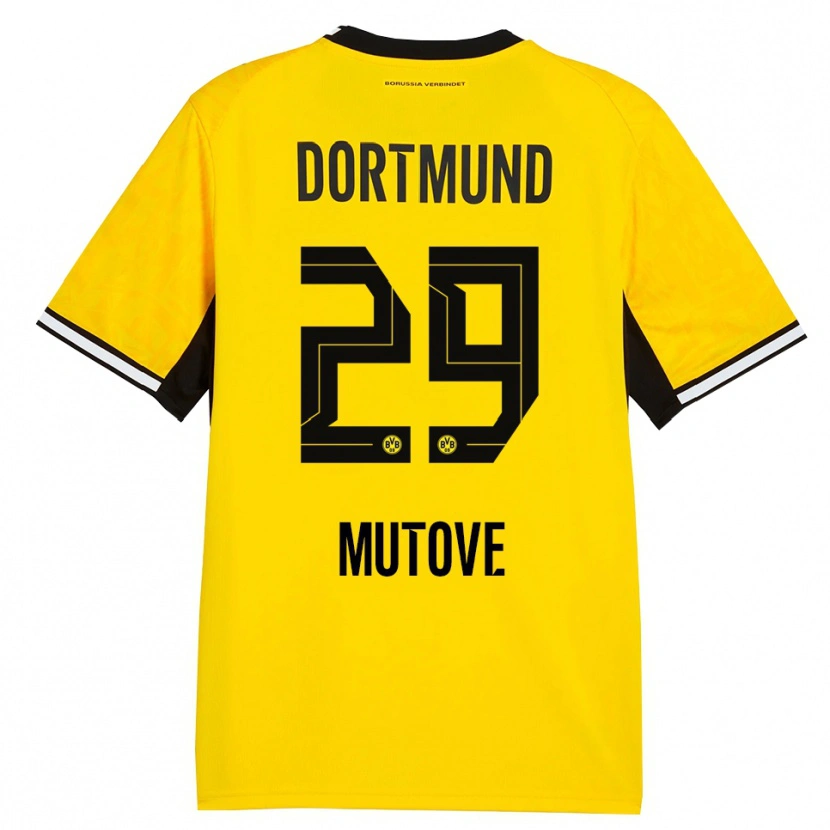 Danxen Niño Camiseta Kevin Mutove #29 Amarillo Negro Blanco 1ª Equipación 2026/27 La Camisa