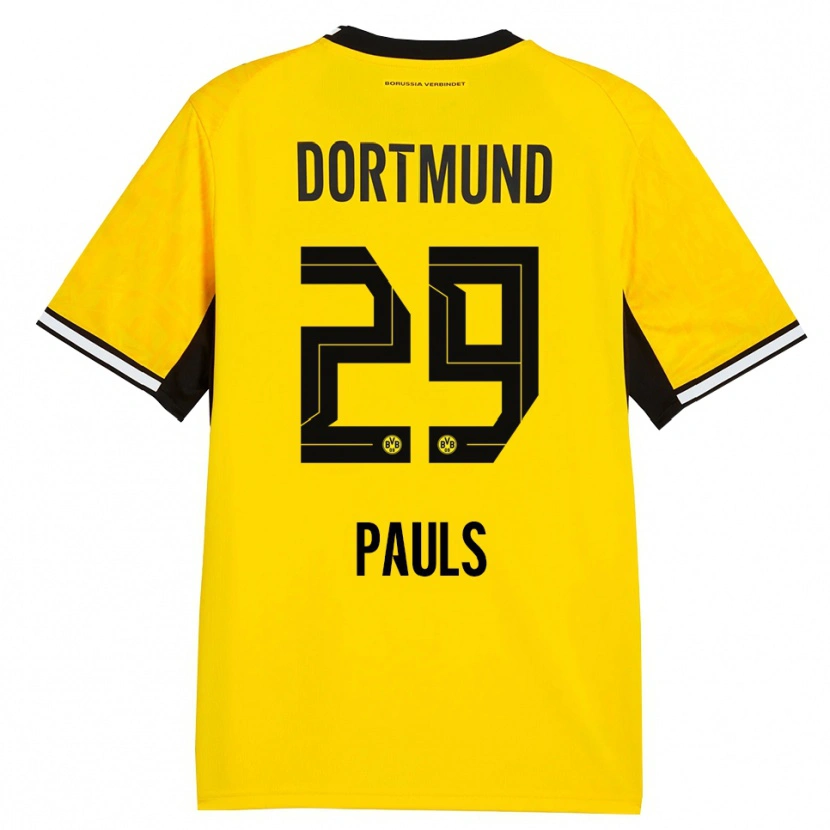 Danxen Niño Camiseta Emilia Pauls #29 Amarillo Negro Blanco 1ª Equipación 2026/27 La Camisa