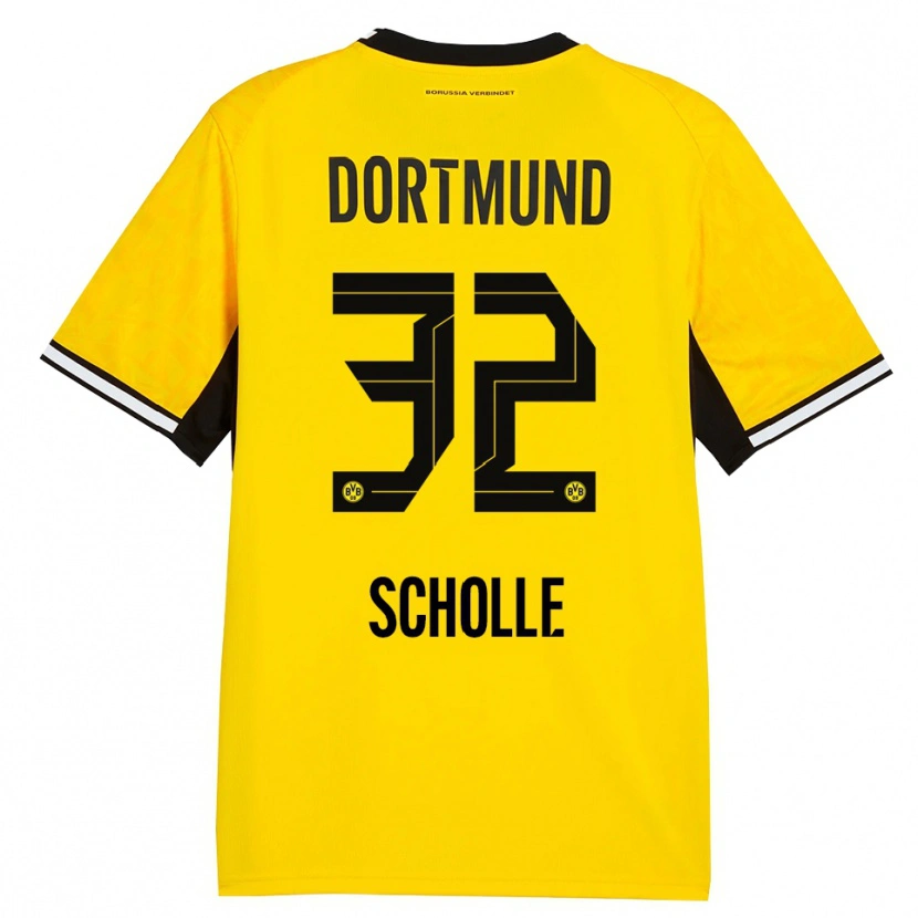 Danxen Niño Camiseta Mia Scholle #32 Amarillo Negro Blanco 1ª Equipación 2026/27 La Camisa