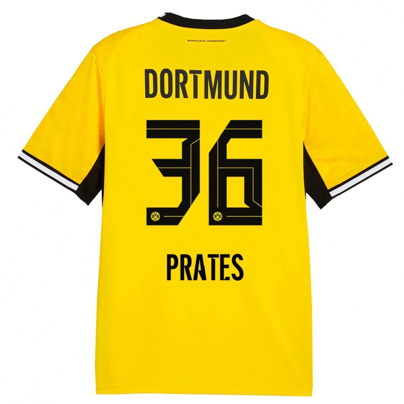 Danxen Niño Camiseta Kauã Prates #36 Amarillo Negro Blanco 1ª Equipación 2026/27 La Camisa