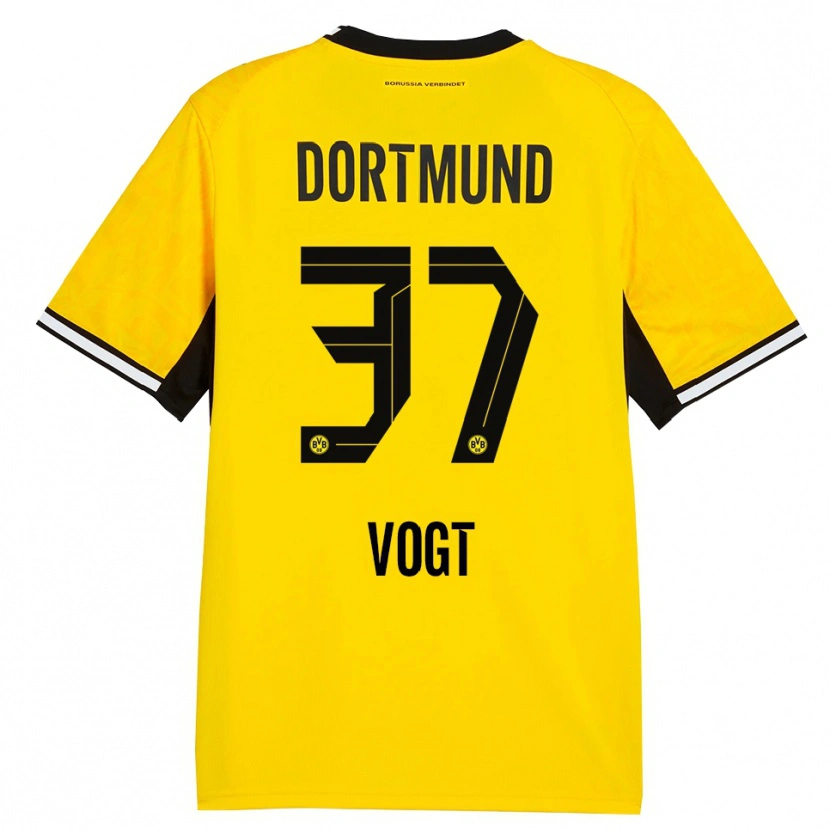 Danxen Niño Camiseta Levin Vogt #37 Amarillo Negro Blanco 1ª Equipación 2026/27 La Camisa