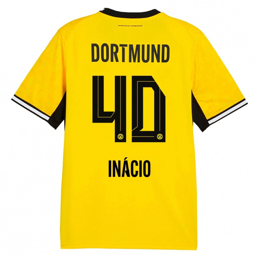 Danxen Niño Camiseta Samuele Inácio #40 Amarillo Negro Blanco 1ª Equipación 2026/27 La Camisa