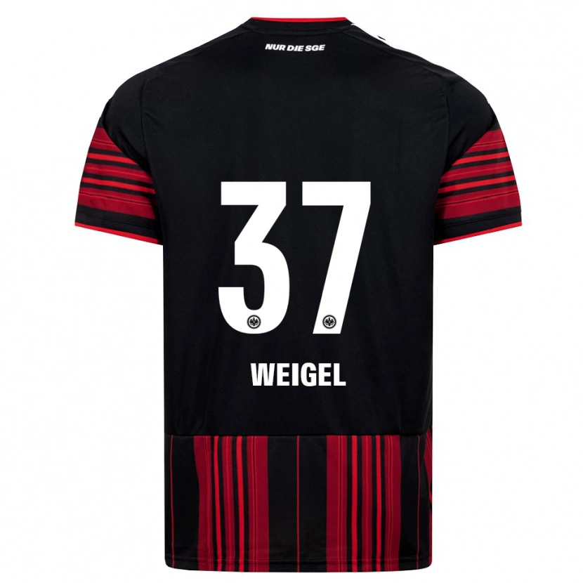 Danxen Niño Camiseta Tobias Weigel #37 Negro Rojo Blanco 1ª Equipación 2026/27 La Camisa