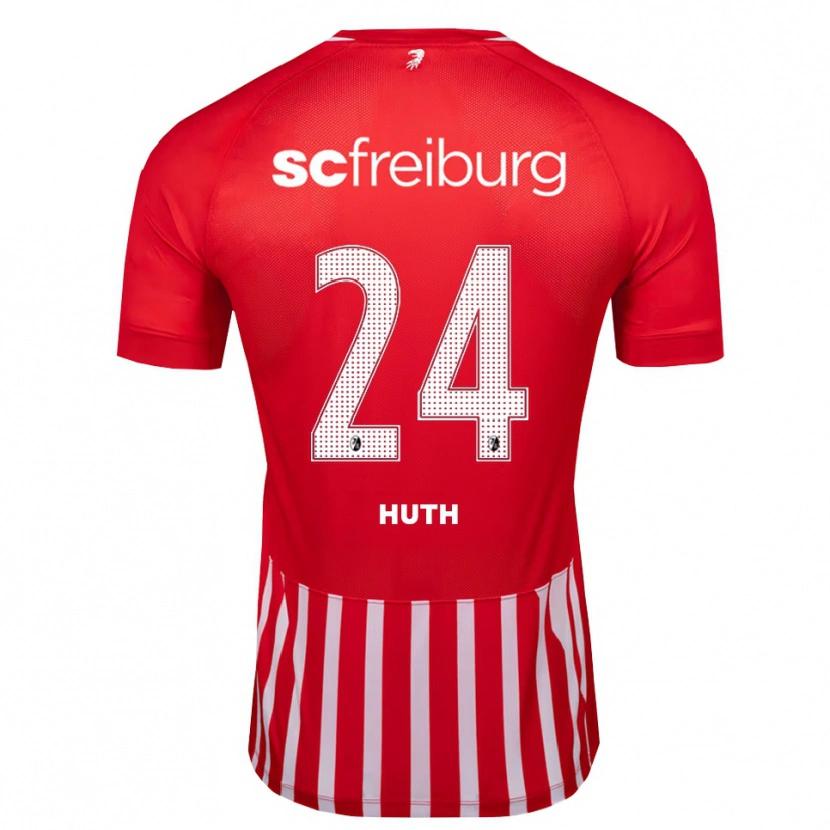 Danxen Niño Camiseta Jannik Huth #24 Rojo Blanco Negro 1ª Equipación 2026/27 La Camisa